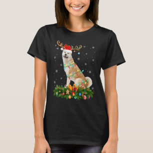 Xmas Holiday Reindeer Hat Santa Akita Dog Christma T-Shirt