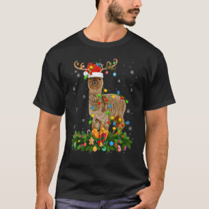 Xmas Holiday Reindeer Hat Santa Alpaca Christmas T-Shirt