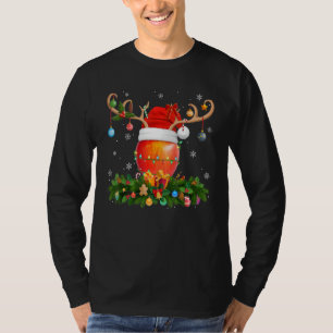 Xmas Holiday Reindeer Hat Santa Apple Fruit Christ T-Shirt