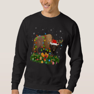 Xmas Holiday Reindeer Hat Santa Bison Christmas Sweatshirt