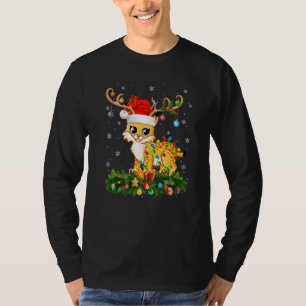 Xmas Holiday Reindeer Hat Santa Bobcat Christmas   T-Shirt