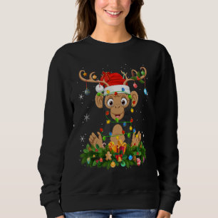 Xmas Holiday Reindeer Hat Santa Chimpanzee Christm Sweatshirt