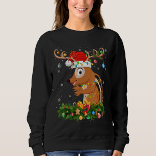 Xmas Holiday Reindeer Hat Santa Chipmunk Christmas Sweatshirt