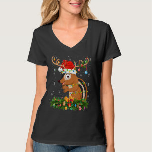 Xmas Holiday Reindeer Hat Santa Chipmunk Christmas T-Shirt