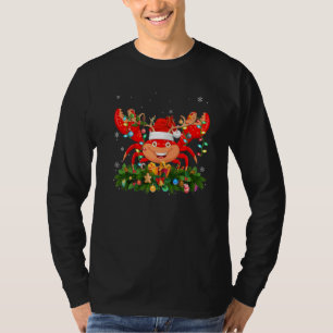 Xmas Holiday Reindeer Hat Santa Crab Christmas   T-Shirt