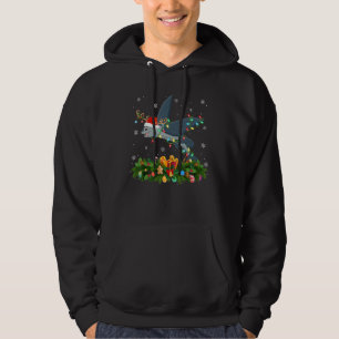 Xmas Holiday Reindeer Hat Santa Flying Fish Christ Hoodie