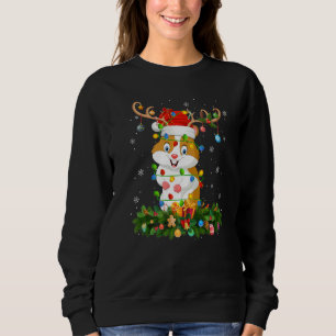 Xmas Holiday Reindeer Hat Santa Hamster Christmas  Sweatshirt