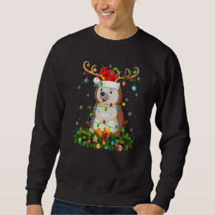 Xmas Holiday Reindeer Hat Santa Hedgehog Christmas Sweatshirt