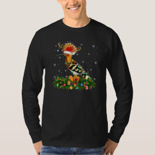Xmas Holiday Reindeer Hat Santa Hoopoes Bird Chris T-Shirt