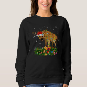 Xmas Holiday Reindeer Hat Santa Hyena Christmas   Sweatshirt