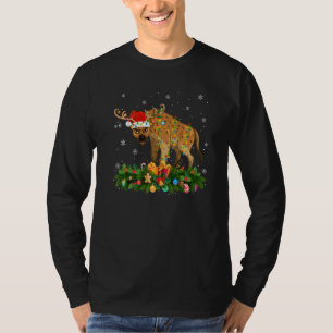 Xmas Holiday Reindeer Hat Santa Hyena Christmas   T-Shirt
