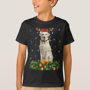 Xmas Holiday Reindeer Hat Santa Labrador Dog Chris T-Shirt
