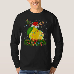 Xmas Holiday Reindeer Hat Santa Lemon Christmas T-Shirt