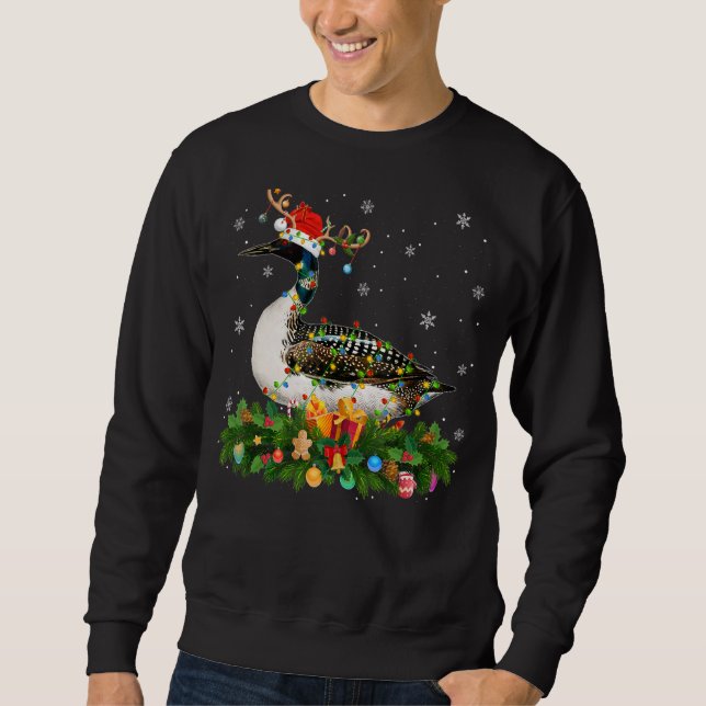 Xmas Holiday Reindeer Hat Santa Loon Bird Christma Sweatshirt (Front)