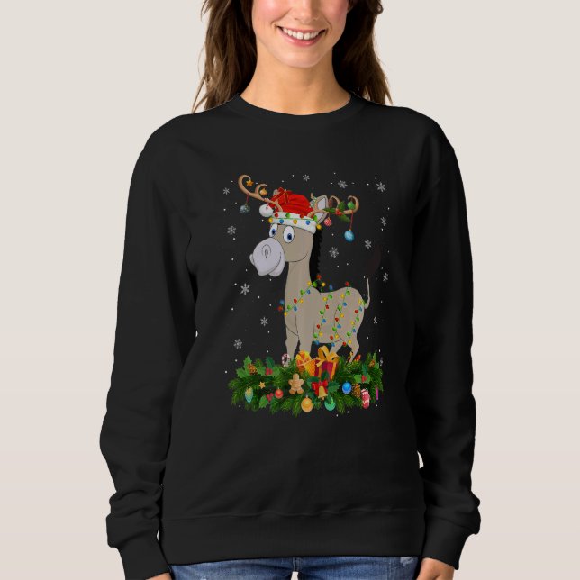 Xmas Holiday Reindeer Hat Santa Mule Christmas   Sweatshirt (Front)