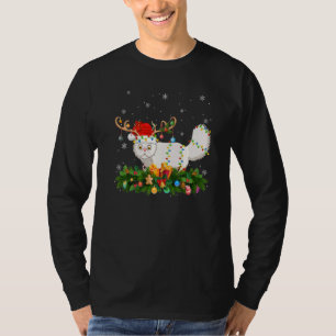Xmas Holiday Reindeer Hat Santa Persian Cat Christ T-Shirt