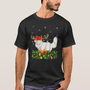Xmas Holiday Reindeer Hat Santa Persian Cat Christ T-Shirt