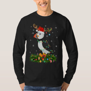 Xmas Holiday Reindeer Hat Santa Puffin Bird Christ T-Shirt