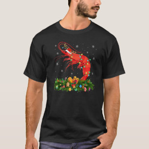Xmas Holiday Reindeer Hat Santa Shrimp Fish Christ T-Shirt
