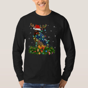 Xmas Holiday Reindeer Hat Santa Swallow Bird Chris T-Shirt