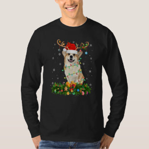 Xmas Holiday Reindeer Hat Santa Welsh Corgi Dog Ch T-Shirt
