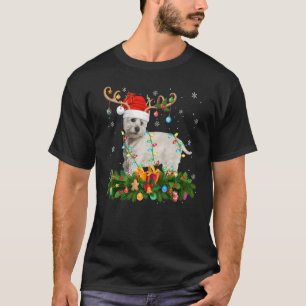 Xmas Holiday Reindeer Hat Santa Westie Dog Christm T-Shirt