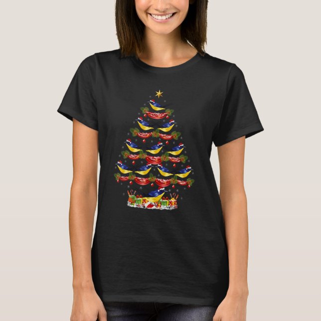 Xmas Holiday Santa Eastern Bluebird Christmas Tree T-Shirt (Front)