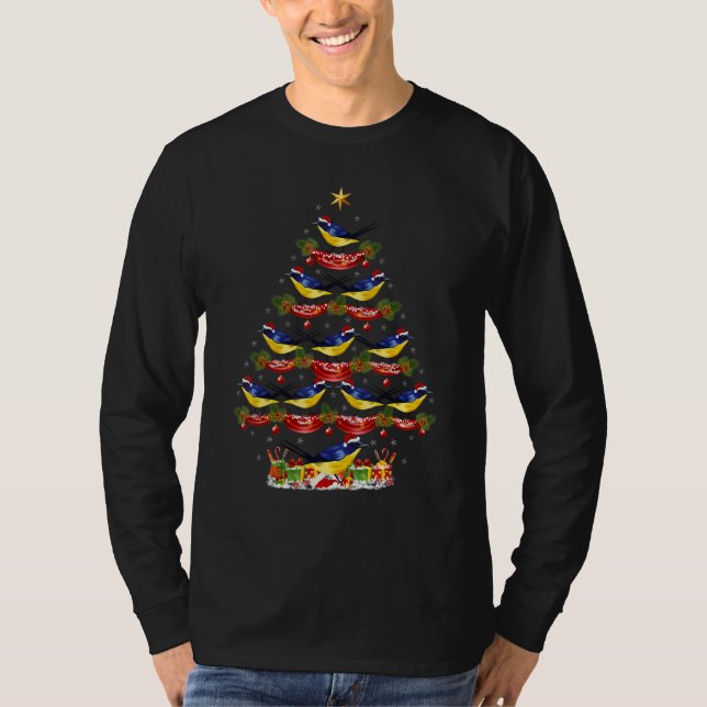 Xmas Holiday Santa Eastern Bluebird Christmas Tree T-Shirt (Front)