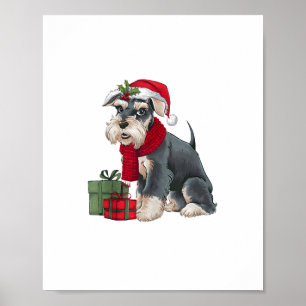 Xmas Holiday Santa Giant Schnauzer Dog Christmas Poster