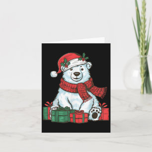 Xmas Holiday Santa Hat Lar Bear Christmas  Card