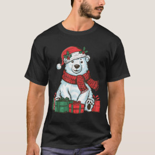 Xmas Holiday Santa Hat Lar Bear Christmas T-Shirt