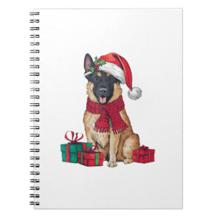 Xmas Holiday Santa Hat Malinois Dog Christmas Notebook