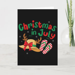 Xmas In July Reindeer Tropical Summer Vibes Beach Card