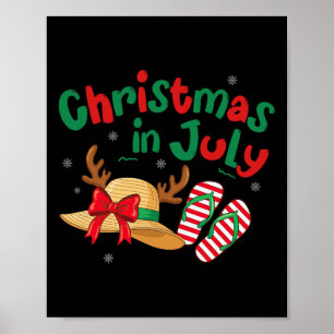 Xmas In July Reindeer Tropical Summer Vibes Beach Poster