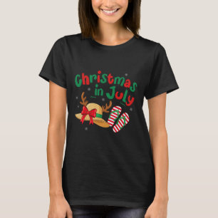 Xmas In July Reindeer Tropical Summer Vibes Beach T-Shirt