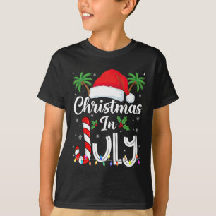 Xmas In July Santa Hat Beach Trip Tropical Summer T-Shirt