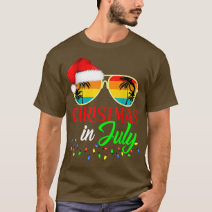 Xmas in July Santa Hat Sunglasses Summer, Cute Fun T-Shirt