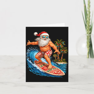 Xmas in july santa surfing beach christmas in june card