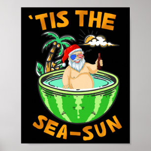 Xmas In July Tropical Beach Vacation Party Christm Poster