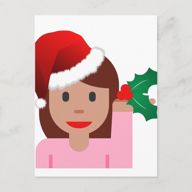 xmas information girl emoji holiday postcard (Front)