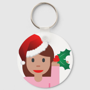 xmas information girl emoji key ring