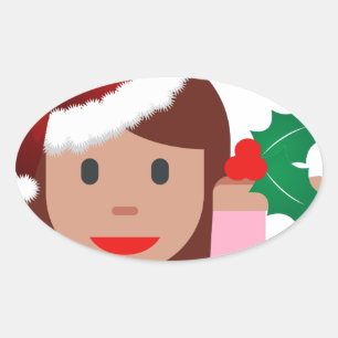 xmas information girl emoji oval sticker