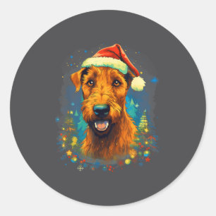 Xmas Irierrier Dog Christmas Classic Round Sticker