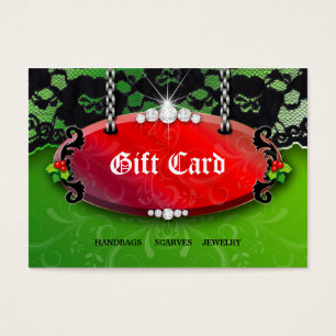 Xmas Jewellery N Lace Fashion Red Green Gift Card