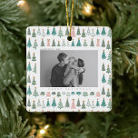 Xmas Joy Christmas Family Photo  Ceramic Ornament<br><div class="desc">Minimal pastel family christmas holiday postcard</div>