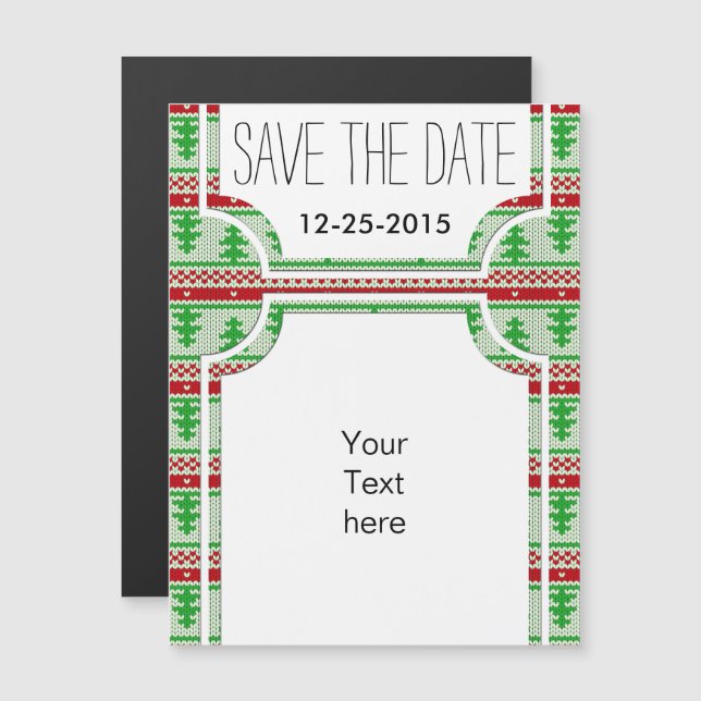 Xmas knitting seamless pattern 2 + your ideas magnetic invitation (Front/Back)