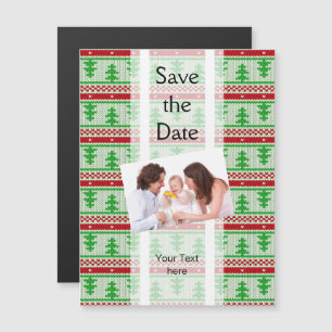 Xmas knitting seamless pattern 2 + your ideas magnetic invitation