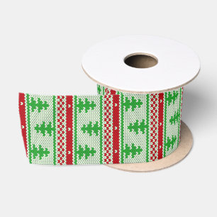 Xmas knitting seamless pattern 2 + your ideas satin ribbon