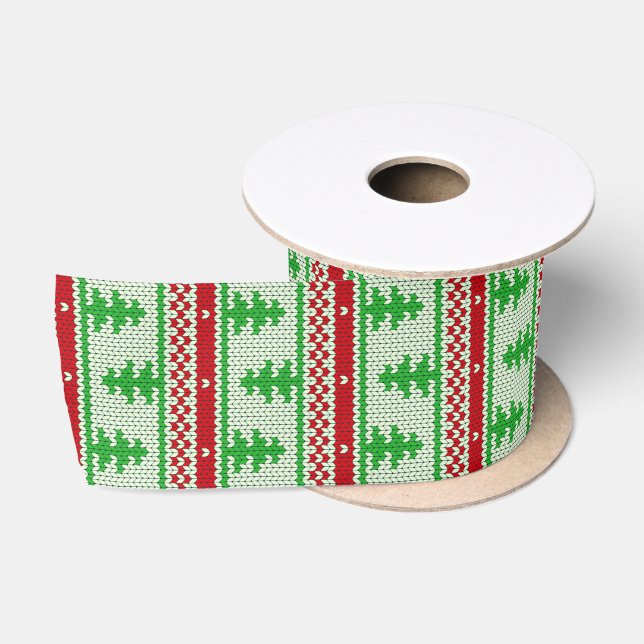 Xmas knitting seamless pattern 2 + your ideas satin ribbon (Spool)