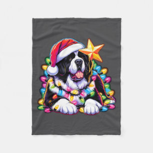 Xmas Landseer Newfoundland Dog Tangled Christmas L Fleece Blanket